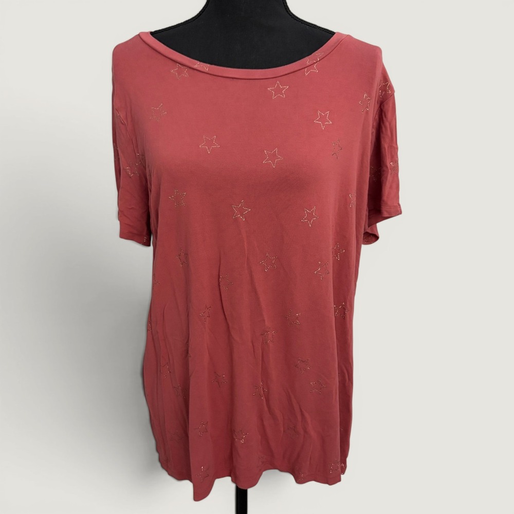 Torrid Super Soft Knits Rose Gold Glitter Star T-Shirt Womens Size 2 Plus Tee